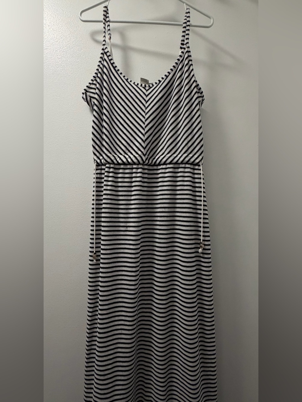 Saint Tropez West Striped Maxi Dress Navy White Adjustable Straps Size Large/L